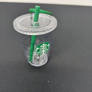 Starbucks Miniature Holiday 2014 Plastic Tumbler Green Straw Christmas Ornament